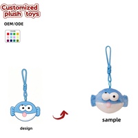 Porte-clés poisson bleu souffleur de bulles en peluche OEM ODM pour soulager le stress, breloque de sac, cadeaux