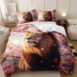 Động vật 3D in kỹ thuật số bộ đồ giường đặt sư tử vua có thể được tùy chỉnh Duvet cover <span class=keywords><strong>Set</strong></span> - Product Image 6