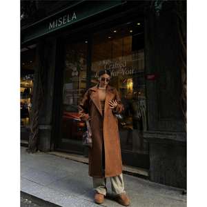 Abrigo de Gamuza Misela Color Tabaco, Manga Larga, Tejido, Elegante y Suave para Mujer - Product Image 1