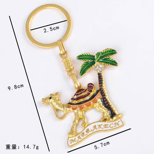 Porte-clés en métal de style <span class=keywords><strong>marocain</strong></span> personnalisés, porte-clés en émail avec chameau et palmier, cadeaux souvenirs personnalisés pour les voyages, promotion des boutiques - Product Image 5
