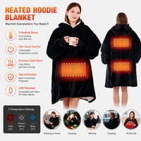Winter-Wärme-USB-Heizdecke mit Kapuze, 3 Temperaturstufen, Fleece-Sherpa, elektrische TV-Decke mit Ärmeln für Herren