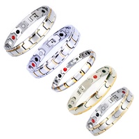 Bracelet magnétique équilibré 4-en-1 en acier inoxydable 316L pour homme, améliore le sommeil et l'énergie, élément magnétique de santé, bracelet de mode