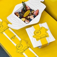 BOWIN Bol à crème glacée en pulpe de bagasse de canne à sucre biodégradable, design unique en forme d'aile, récipient carré jetable pour desserts et smoothies Açaï