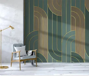 geometric abstract gold lines adhesive wallpaper green texture bedroom luxury wallpaper