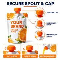 Pochettes personnalisées imprimées pour jus d'orange frais pressé à froid, riches en vitamine C, avec bec verseur, emballage souple, vente en gros