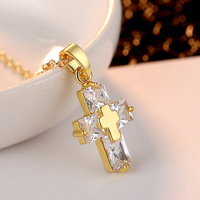 Collier pendentif croix pour femme, micro-pavé de zircon, charme délicat, acier inoxydable plaqué or 18 carats, mode chrétienne