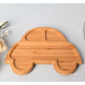 Bandeja de madera con forma de coche para niños, plato para refrigerios, vajilla para bebés, frutero, 1-2 años, origen Shandong - Product Image 1