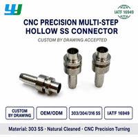 Raccord creux moleté multi-étapes en acier inoxydable usiné CNC sur mesure pour conduite de fluide et ligne d'air, pièces de précision OEM non standard