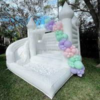 Château gonflable en pvc commercial maison de rebond blanche 15x15 avec fosse à billes coulissante