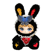 EN STOCK Vente en gros Peluche de collection Mengqi Bunny noire moelleuse avec garniture en dentelle, Cadeau de Saint-Valentin très populaire