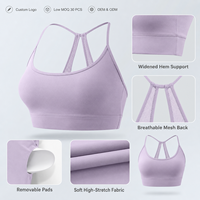 Custom Logo Mesh Back Sports Bra Women Wholesale, Removable Pads Medium Support Yoga Running Fitness Workout Bra OEM
