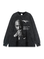 Camiseta de Manga Corta Holgada Estilo Hip Hop Rap, Impresa con Spray Directo, Marca de Moda, Lavada, Resistente, Estilo Americano