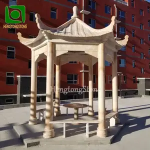중국 스타일 대리석 육각 탑 파빌리온 대리석 전망대 조각