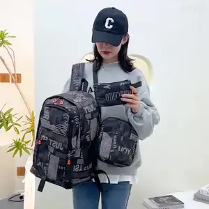 Large capacity mountaineering backpack 3-piece men's and women's camouflage new leisure backpack foreign trade
