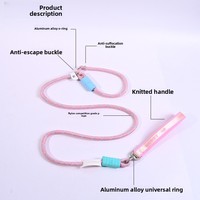 Laisse de dressage pour chien en corde réfléchissante rose avec poignée rembourrée, amortissante et anti-traction, pour chiens de petite et moyenne taille