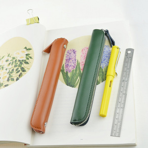 Estuche portátil para lápices de estilo coreano, estuche simple y moderno, bolsa redonda de color sólido para guardar lápices. - Product Image 1