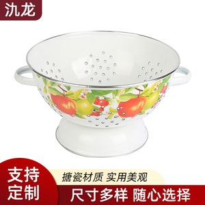 Jiu Long Enamel Fruit Basket Round With Apple Pattern For Kitchen Use - Product Image 1
