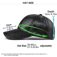 Casquette de baseball unisexe en cuir PU texturé crocodile métallisé, prête à être expédiée, réglable, avec logo personnalisé, idéale pour les fêtes