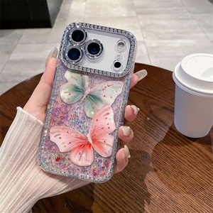 เคสโทรศัพท์ลายผีเสื้อวิบวับแบบ IMD พร้อมกรอบกล้องลายเพชร สำหรับ iPhone 17 Pro Max air 16, เคส iPhone 17 Pro Max ลายผีเสื้อวิบวับ - Product Image 6