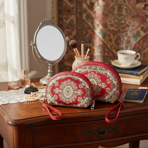 Turkish Woven Triple <b>Make</b>-<b>up</b> & Cosmetic <b>Bag</b> Set Rug - Carpet Designed - Product Image 3