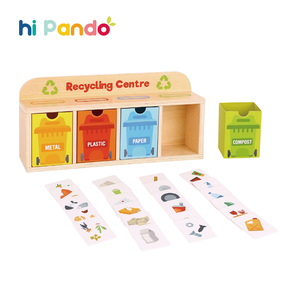 Centro de clasificación de reciclaje educativo de madera Contenedores de clasificación para niños Juego de basura Juguete para niños - Product Image 5