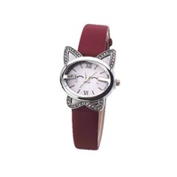 Nouvelle montre-bracelet pour enfants en alliage de quartz avec diamants, motif chat de dessin animé aux yeux bouclés, design mignon, montre pour enfant KW02