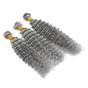 Ingrosso 1 Pacchetto di Capelli Umani Grigio Sale e Pepe Argento Grigio Afro Ricci Marrone Senza Trama per Trecce Boho Ondulate - Product Image 4