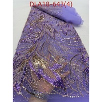 Tissu en dentelle française brodée de perles et de sequins de haute qualité, 5 yards, pour robe de mariée africaine, vente en gros