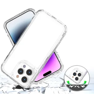 Étui antichoc 3 en 1 pour <span class=keywords><strong>iPhone</strong></span> 11 12 13 14 15 Pro Max Xs XR 8 7 Plus <span class=keywords><strong>SE</strong></span> <span class=keywords><strong>2022</strong></span>, cadre en plastique, <span class=keywords><strong>coque</strong></span> arrière <span class=keywords><strong>transparente</strong></span> en TPU acrylique - Product Image 2