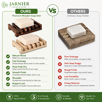 Jarnier – Nouvelle boîte à savon rectangulaire en bois naturel écologique noir pour cuisine, voyage, douche, séchage, support pour baignoire