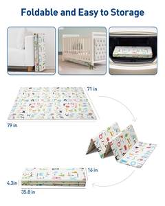 Tapis de jeu pour bébé en XPE doux et rembourré, non toxique, écologique, imperméable, imprimé animal, tapis pliable pour ramper, pour l'exercice et le camping - Product Image 5