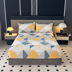 Chic Microfiber Fastness Warm <strong>Double</strong>-sided <strong>Fleece</strong> Triangle Patchwork Pattern <strong>Fitted</strong> <strong>Sheet</strong> for Winter - Product Image 6