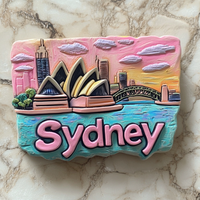 Dernier aimant de réfrigérateur en résine personnalisé Sydney Cadeau souvenir de voyage Impression UV Effet 3D Logo moyen de style moderne Prix de gros
