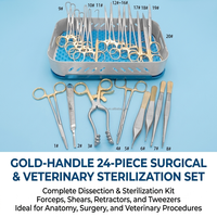 Kit vétérinaire professionnel de 26 pièces pour la stérilisation, instruments chirurgicaux médicaux en acier inoxydable pour la dissection, pour cliniques vétérinaires pour chiens et chats