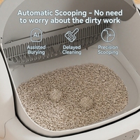 Bac à litière pour chats intelligent, contrôlé par application, grande capacité 15L, nettoyage automatique, facile à nettoyer, design rond