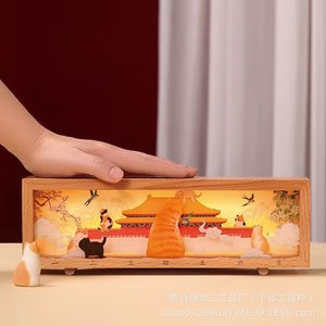 Customized <b>Night</b> <b>Light</b> Tap Control Rectangle USB Powered Chinese Style Mountain Scene Decor Gift For Elders - Product Image 3