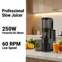 Mesin Juicer Profesional Mulut Lebar 5.11 Inci dengan Logo Kustom, Juicer Cold Press untuk Buah dan Sayuran Utuh
