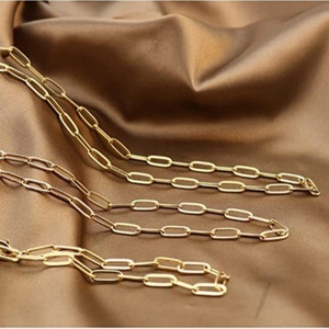 Collier maillons étanches en acier inoxydable plaqué or 18 carats, style trombone, géométrique, superposé, pour clavicule - Product Image 5