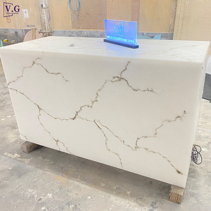 Barra de <span class=keywords><strong>Bar</strong></span> de Piedra Translúcida Retroiluminada Personalizada, Mostrador de Recepción con Iluminación LED para Bares y Hoteles - Product Image 4