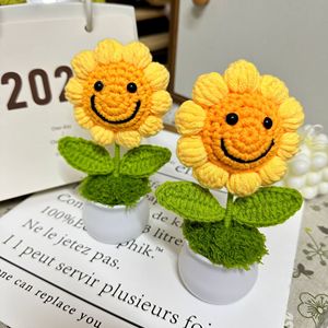 <span class=keywords><strong>Fleurs</strong></span> artificielles tissées à la main pour le bureau, en pot, motif tournesol, idéales comme cadeau - Product Image 2