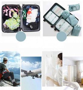 Échantillon gratuit, logo personnalisé, sac de rangement pour vêtements 8 pièces, organiseur de bagages, sac de voyage, cube d'emballage pour avion, vente en gros - Product Image 3