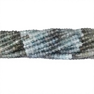 Cuentas de Aguamarina Facetadas en Forma de Rondelle, Piedras Preciosas Sueltas Naturales, Cuentas de Musgo de 4 mm con Orificio de 0,5 mm para la Fabricación de Joyas - Product Image 3