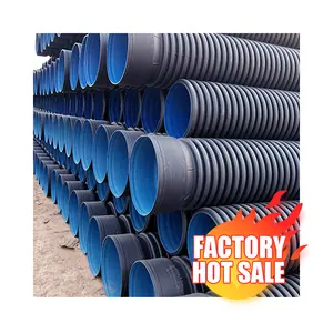 6 Inch 300Mm 500Mm 800Mm 1000Mm 1200Mm 1500Mm Plastic Zwart Polyethyleen Drainage Duiker Hdpe dubbele Wand Ribbelbuis Prijs