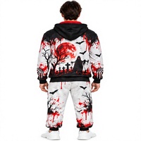 Ensemble de survêtement Halloween pour homme, sweat à capuche oversize et pantalon de jogging, imprimé graphique, polaire, streetwear d'hiver, vêtements de sport décontractés