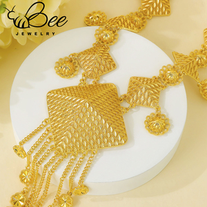 Wholesale Dubai Tassel 18K Gold Plated Wedding <b>Jewelry</b> <b>Set</b> Islamic <b>Bridal</b> Engagement Gold Necklace Earrings <b>Sets</b> - Product Image 3