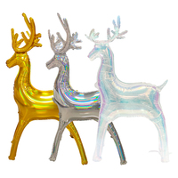 Ballons en feuille de Noël en forme d'élké irisé au laser - Auto-scellants 93x56cm Colorés pour la fête des mères et les décorations de Pâques