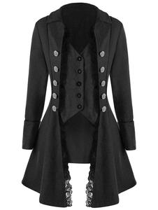 Chaqueta de mujer abrigo Medieval Retro encaje victoriano gótico manga larga botón Tailcoat Steampunk Halloween fiesta disfraz ropa - Product Image 2