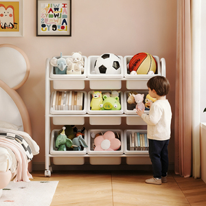 Hiện Đại Di Động Đồ Chơi Lưu Trữ Tổ Chức <span class=keywords><strong>3</strong></span> Lớp Kim Loại Lưu Trữ Giá Nhựa Thùng Kệ Hộp Đồ Chơi Có Thể Tháo Rời Trẻ Em Kệ Sách Chủ - Product Image 3