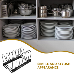 Support de rangement extensible pour ustensiles de cuisine, porte-couvercles réglables, support d'armoire, organisateur de casseroles et poêles de cuisine - Product Image 3