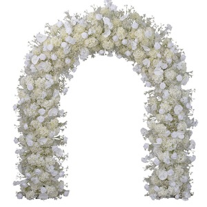 Décoration de toile de fond de mariage, arche de fleurs en soie, arche de fleurs artificielles rouges et champagne, décoration de fête - Product Image 6